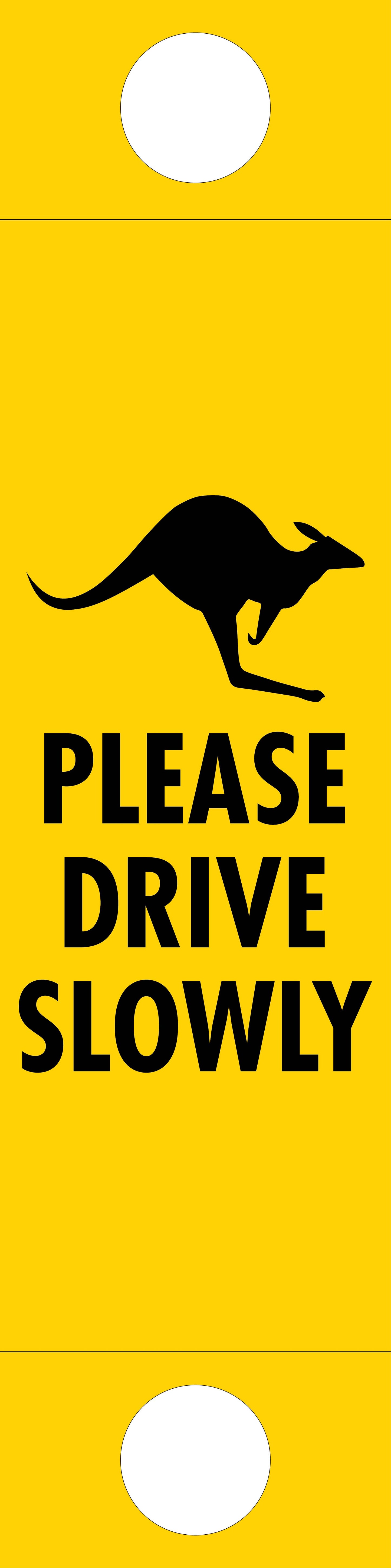 Kangaroo Please Drive Slowly - Corflute Bollard Traffic Signs