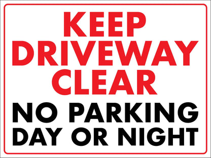 Keep Driveway Clear No Parking Day Or Night Large Bin Sticker