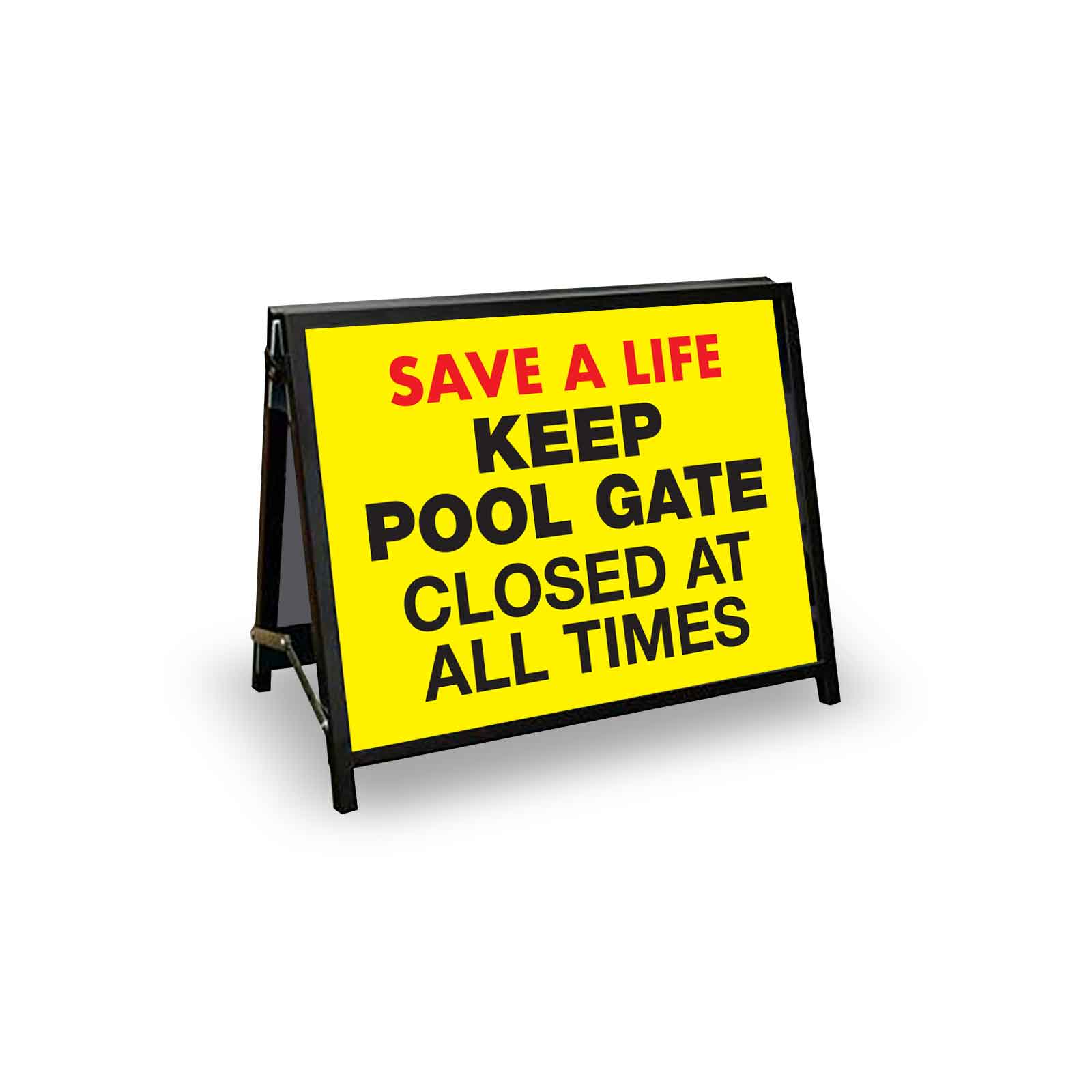 A-Frame Landscape Black - Keep Pool Gate Closed At All Times Corflute ...