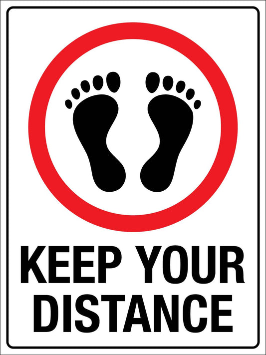 Keep Your Distance - Foot Print Symbol Sign