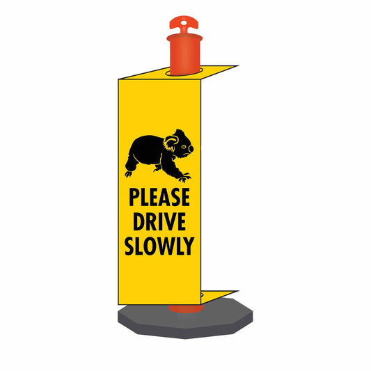 Koala Please Drive Slowly - Corflute Bollard Traffic Signs