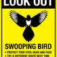 Look Out Swooping Bird Wheelie Bin Sticker