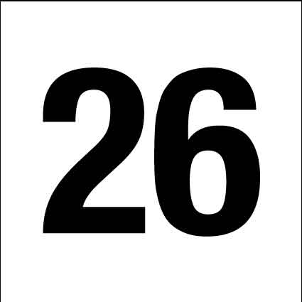 MB Numbers 1 – 27 Sign 150mm x 150mm