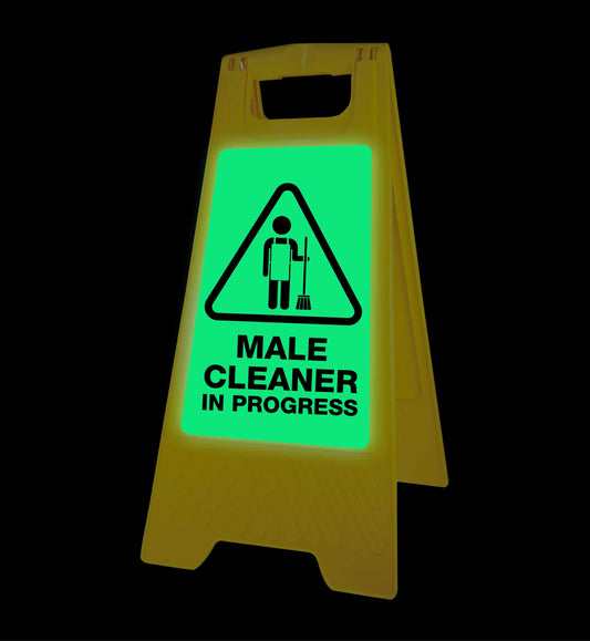 Glow In The Dark - Yellow A-Frame - Male Cleaner In Progress