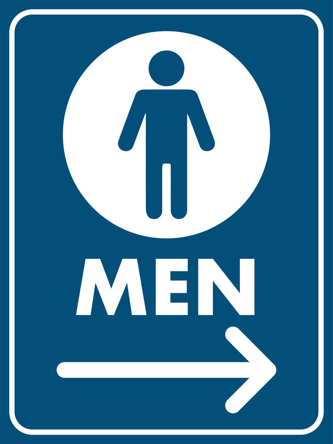 Men Toilet Blue Right Arrow Sign