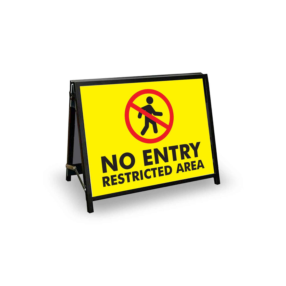 Entry Ristricted Sign A-Frame Landscape Black - No Entry Restricted Area Corflute Inserts ...