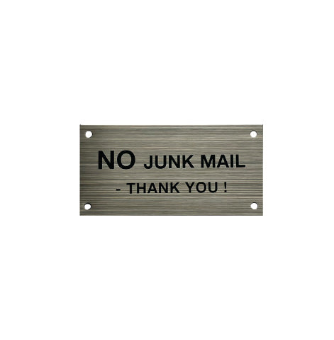 No Junk Mail Stainless Steel Sign - 140 x 65mm