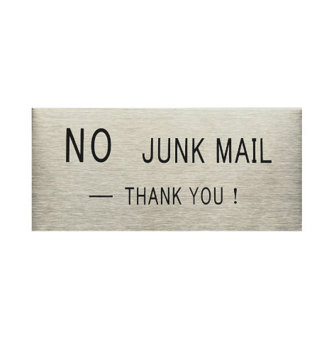 No Junk Mail Stainless Steel Sign - 95 x 47mm