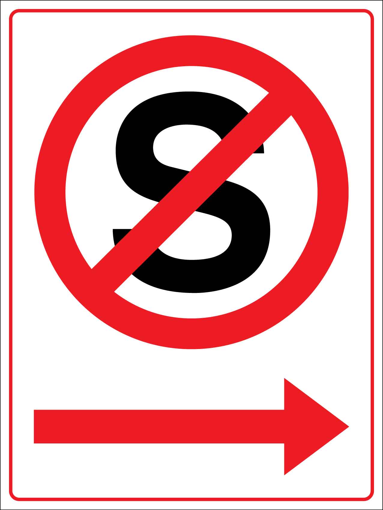 No Standing Right Arrow Sign