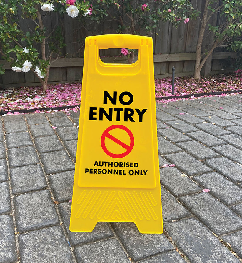 Yellow A-Frame - No Entry Authorised Personnel Only – New Signs