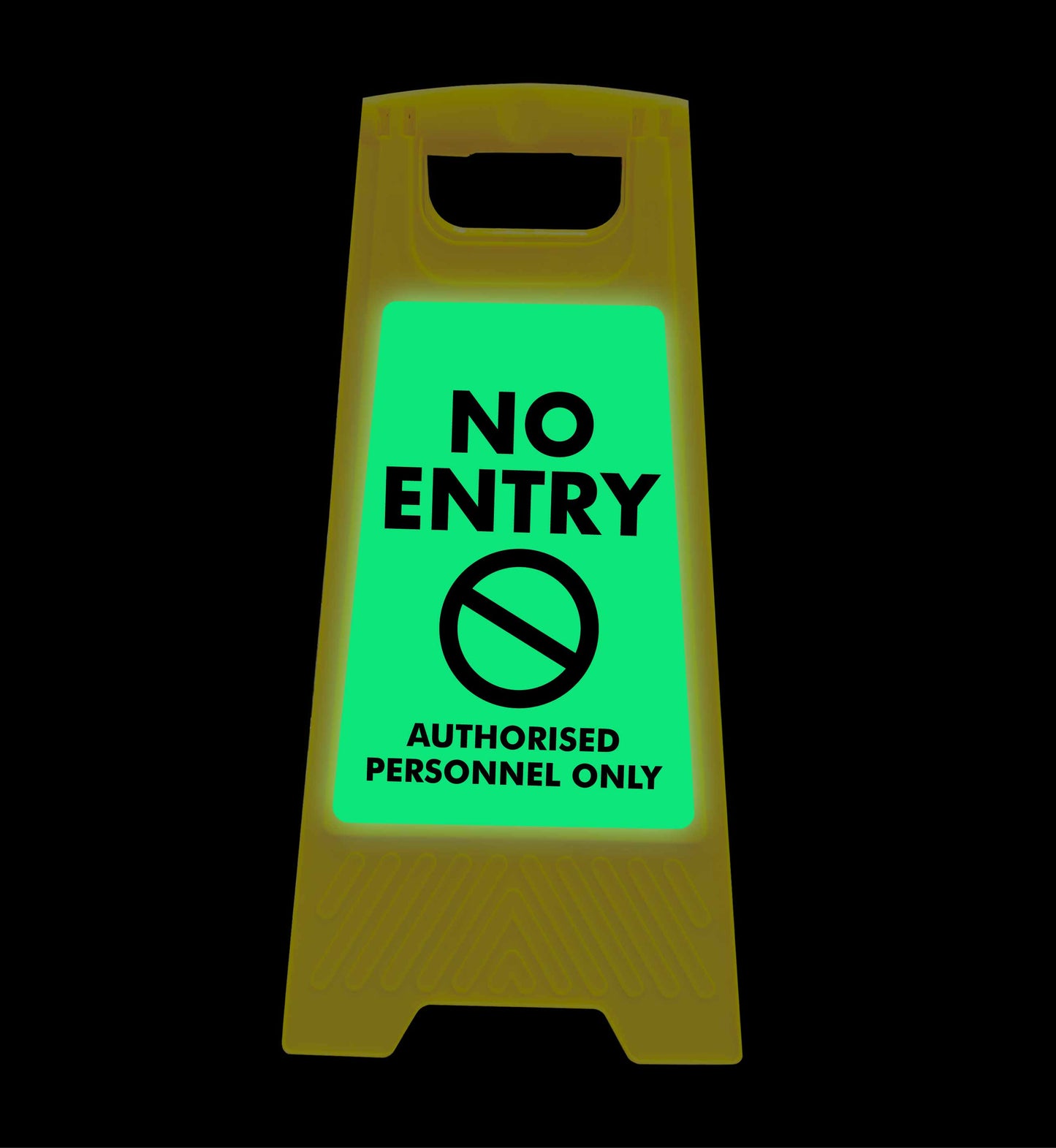 Glow In The Dark - Yellow A-Frame - No Entry Authorised Personnel Only
