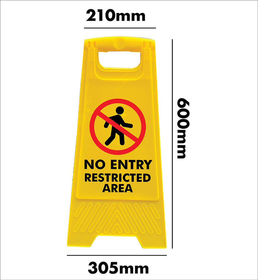 Entry Ristricted Sign Yellow A-Frame - No Entry Restricted Area – New Signs