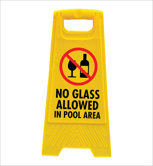 Yellow A-Frame - No Glass Allowed In Pool Area