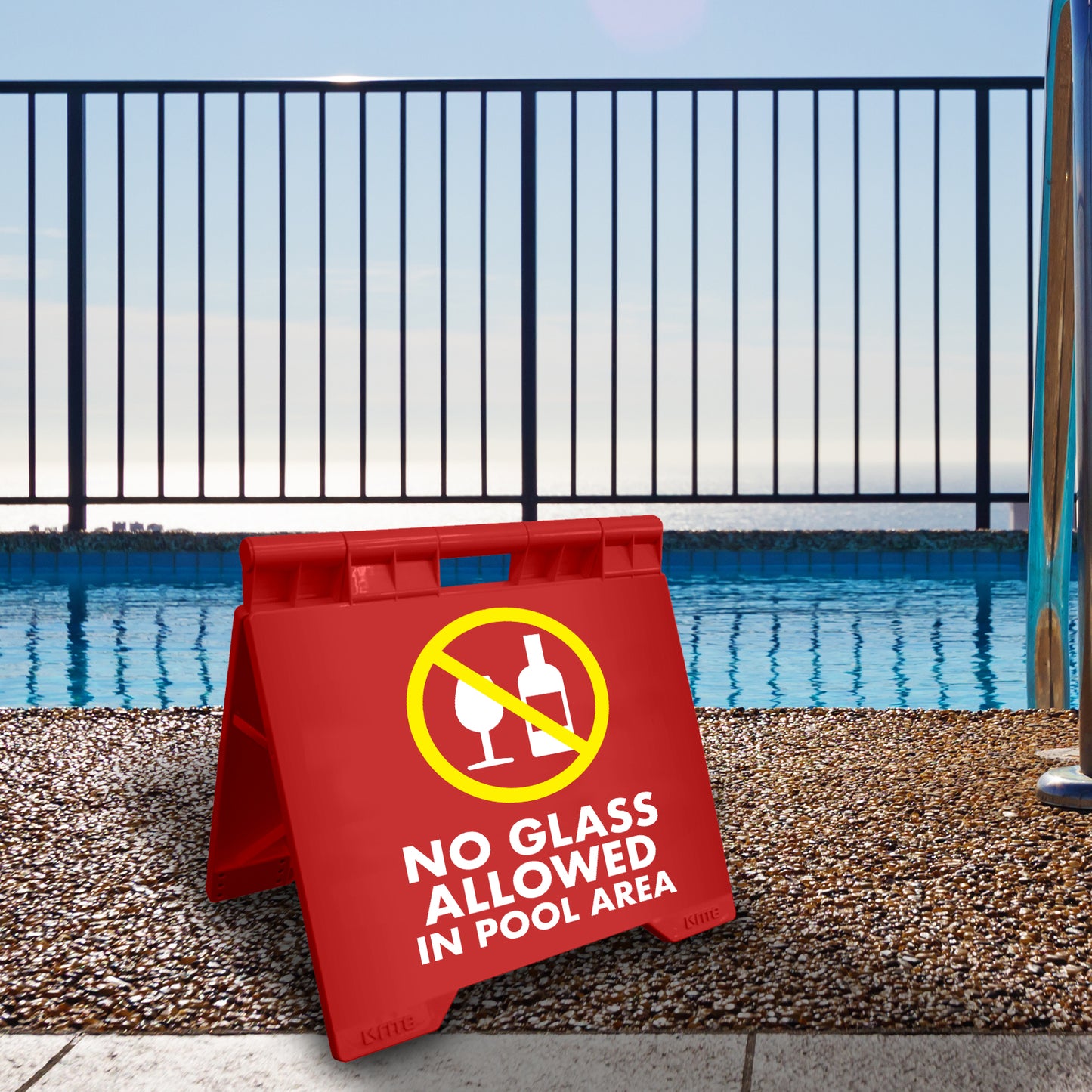 No Glass Allowed In Pool Area - Evarite A-Frame Sign