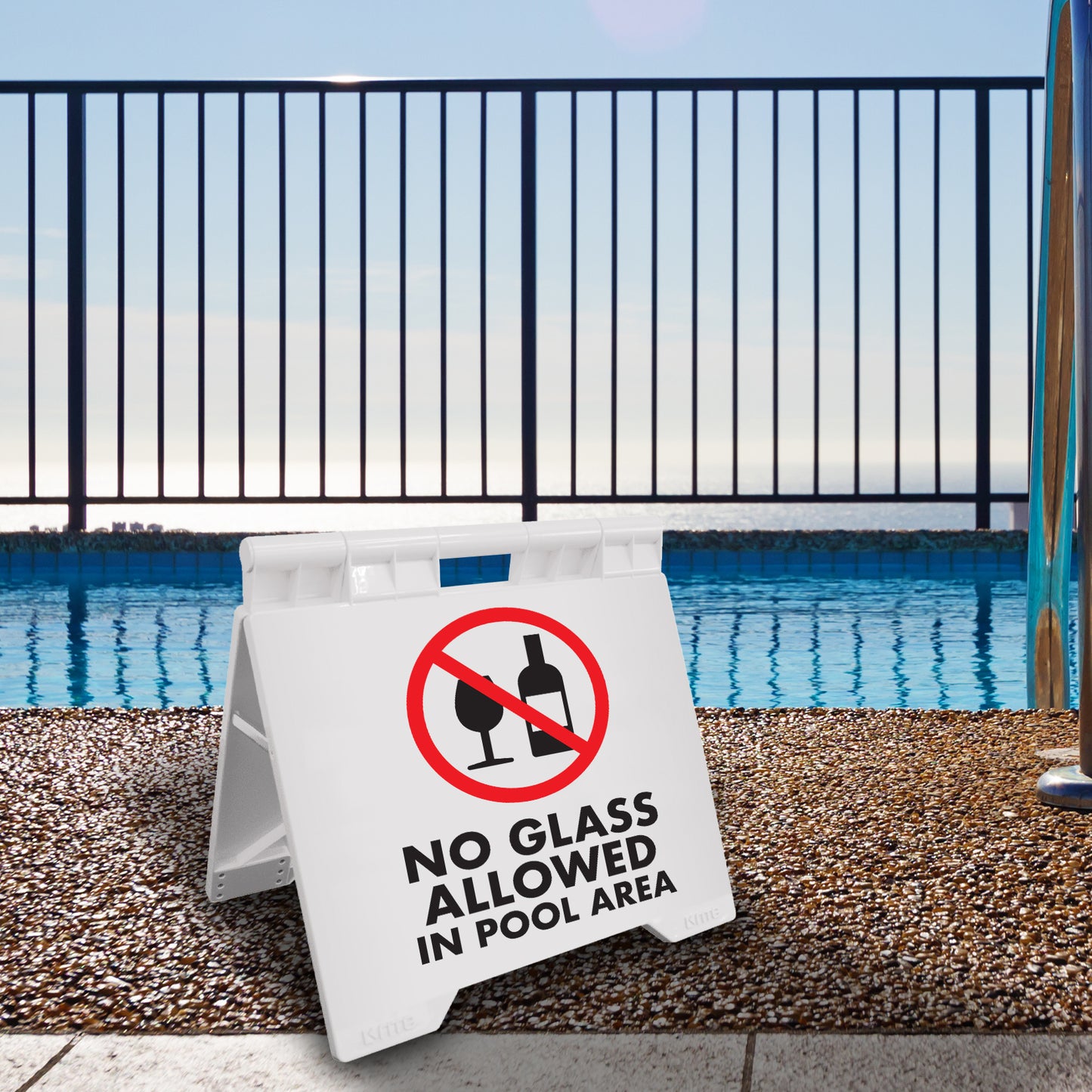 No Glass Allowed In Pool Area - Evarite A-Frame Sign