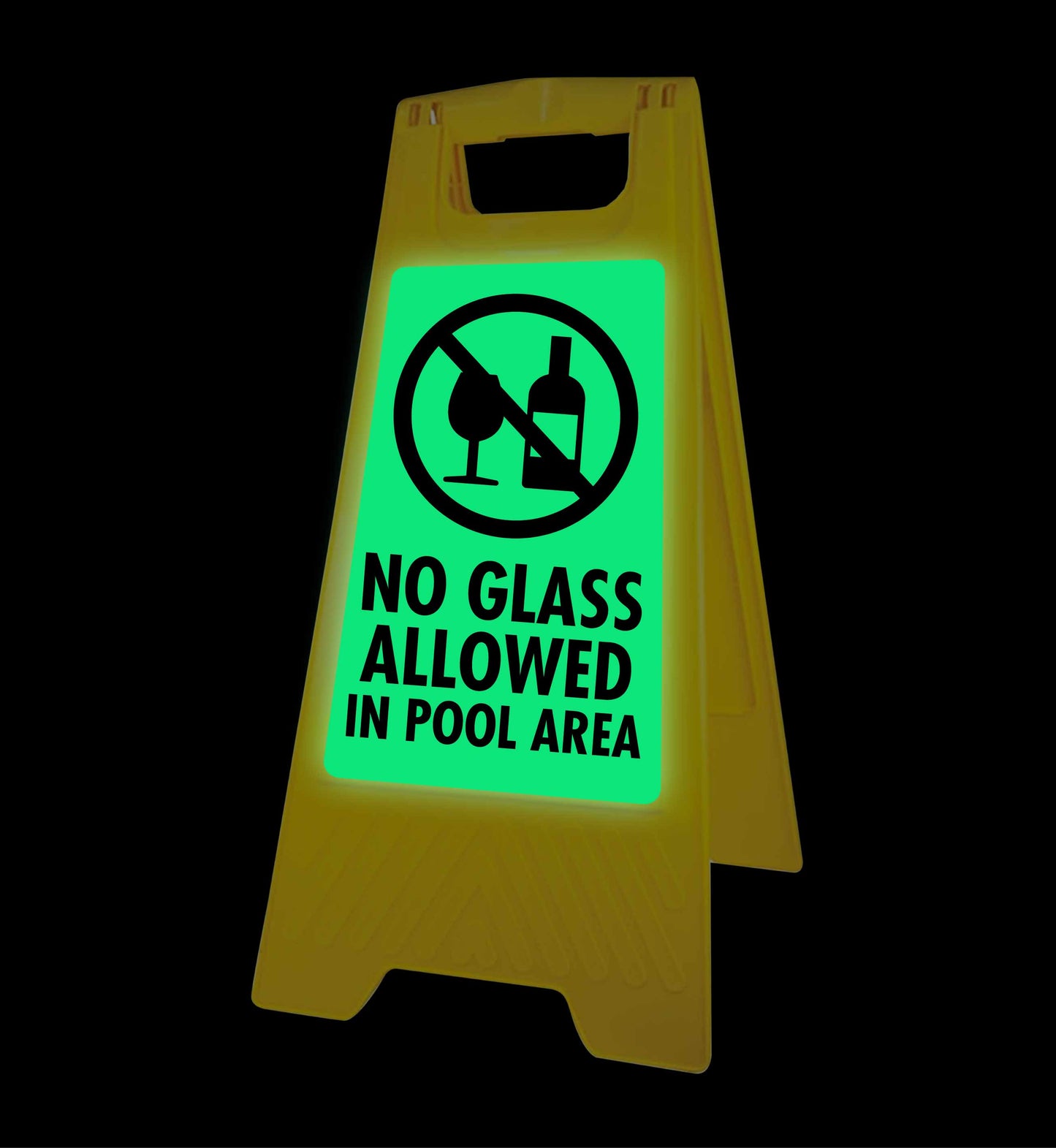 Glow In The Dark - Yellow A-Frame - No Glass Allowed In Pool Area
