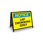 A-Frame Landscape Black - Notice Lap Swimming Only Corflute Inserts