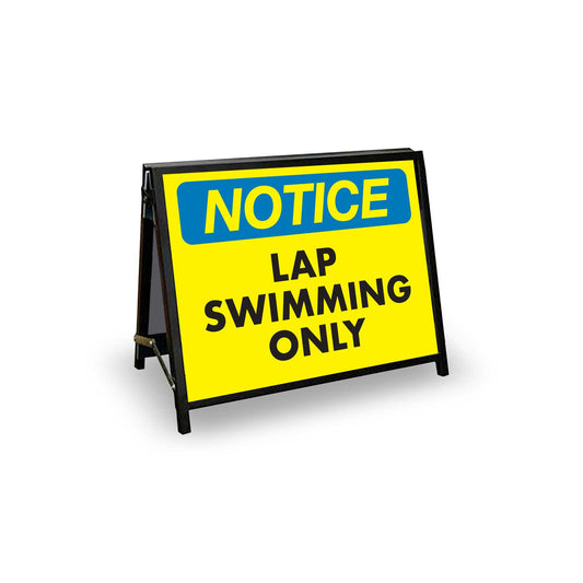 A-Frame Landscape Black - Notice Lap Swimming Only Corflute Inserts