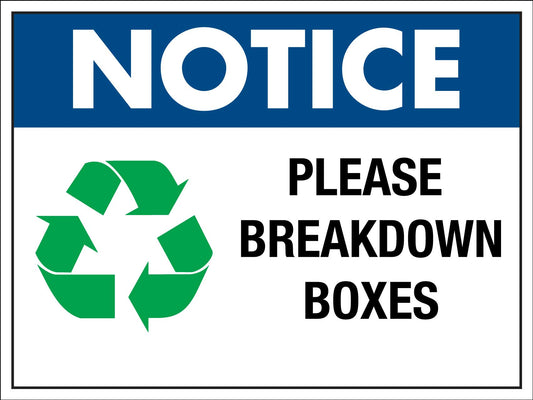 Notice Please Breakdown Boxes Sign