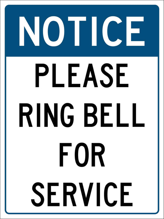 Notice Please Ring Bell For Service Portrait Sign