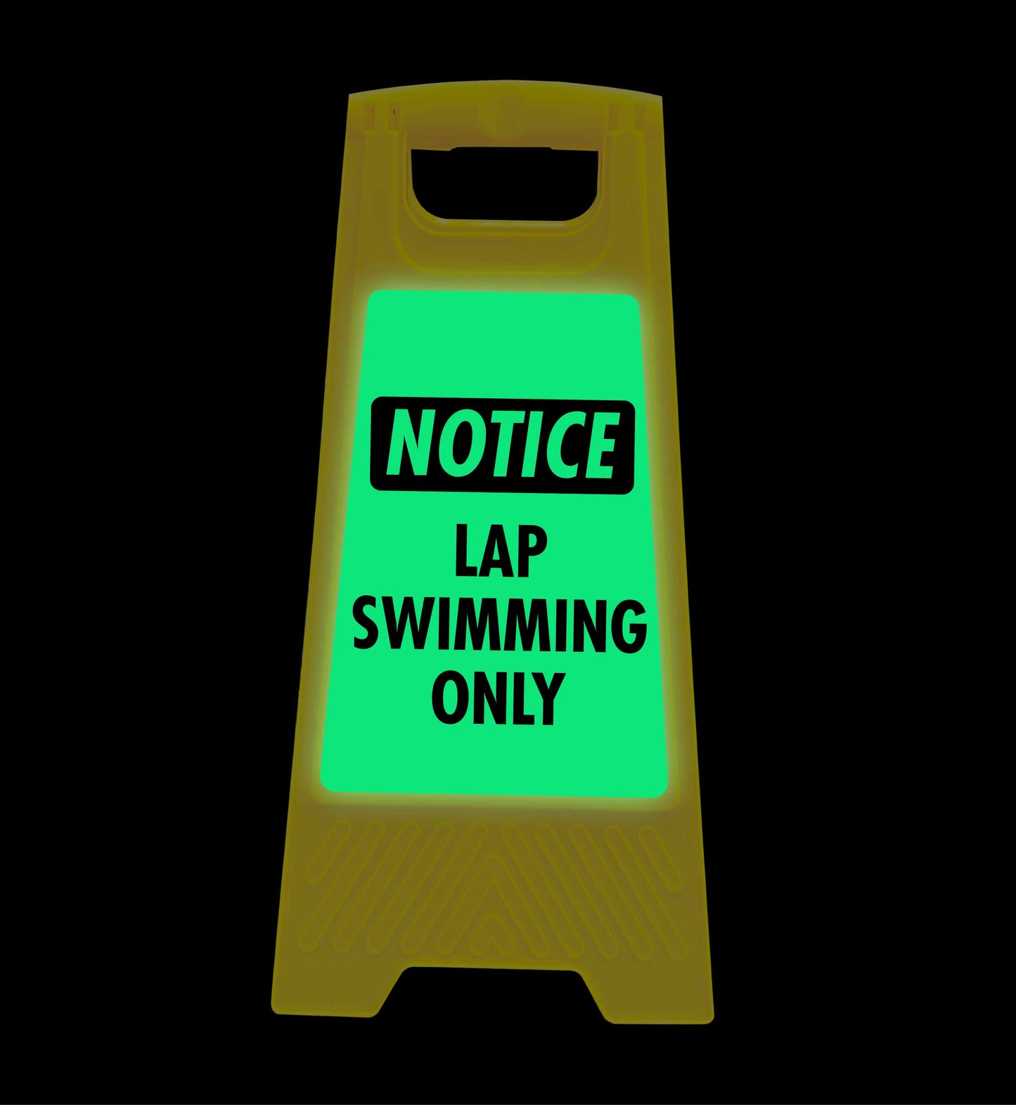 Glow In The Dark - Yellow A-Frame - Notice Lap Swimming Only