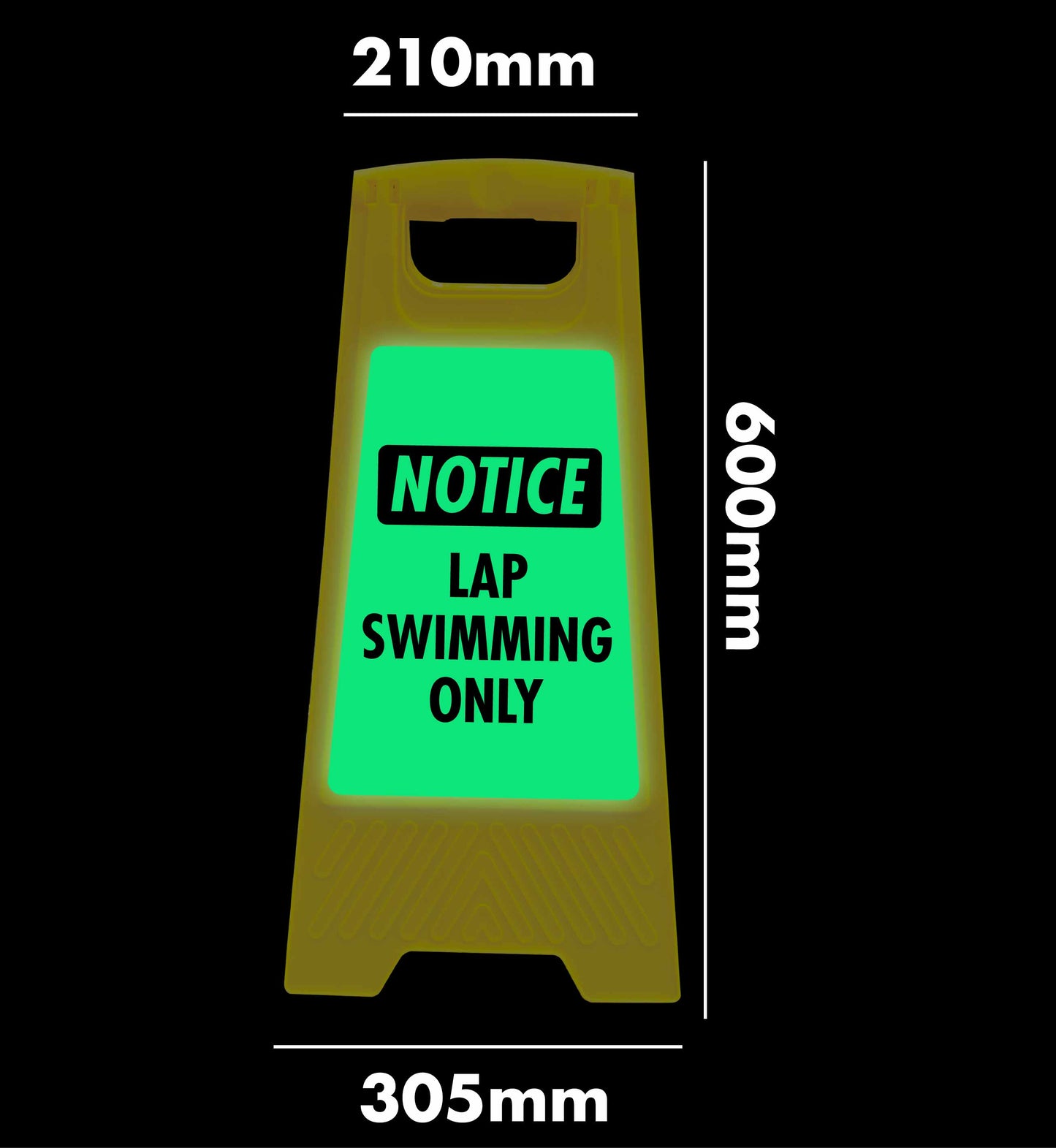 Glow In The Dark - Yellow A-Frame - Notice Lap Swimming Only