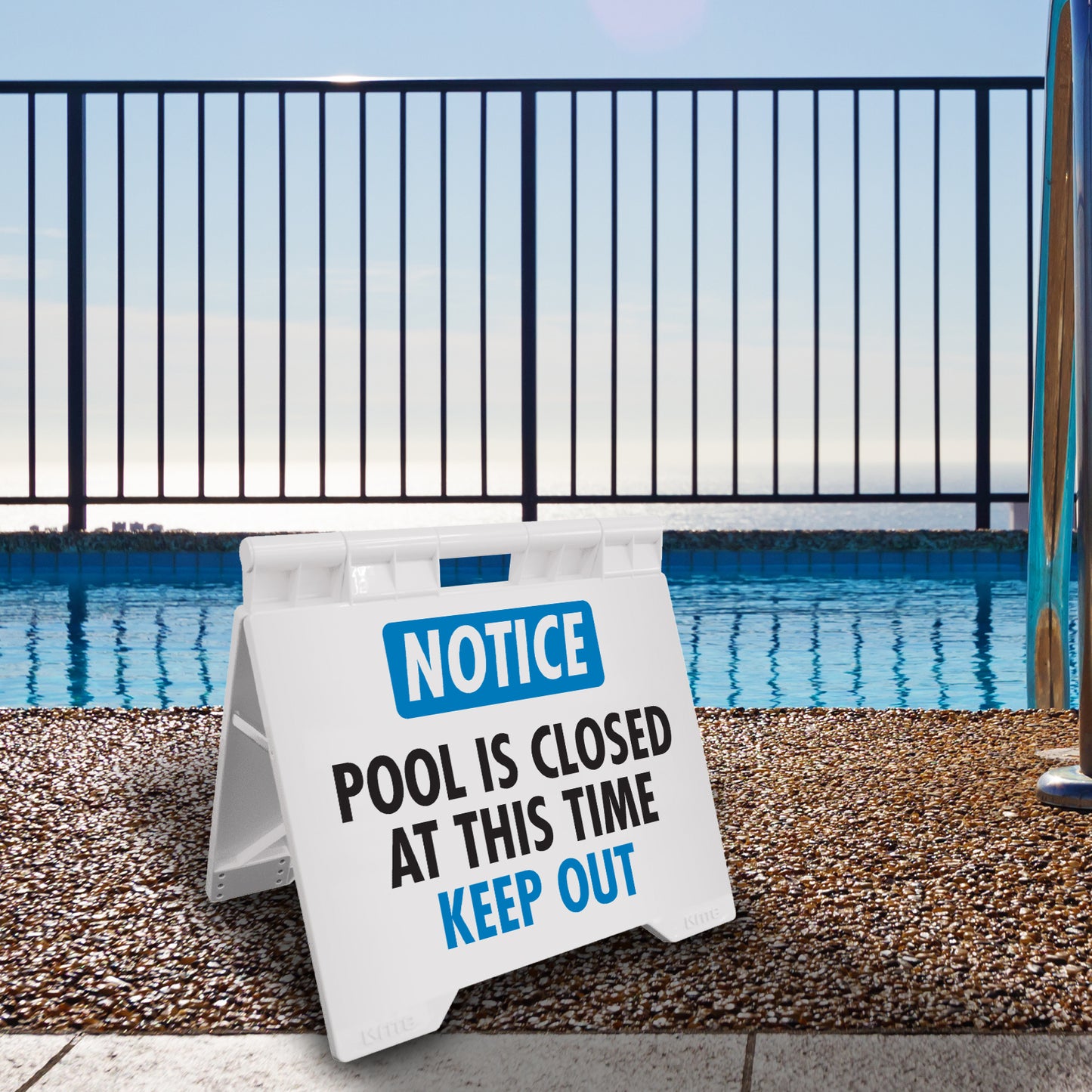 Notice Pool Is Closed At This Time Keep Out - Evarite A-Frame Sign