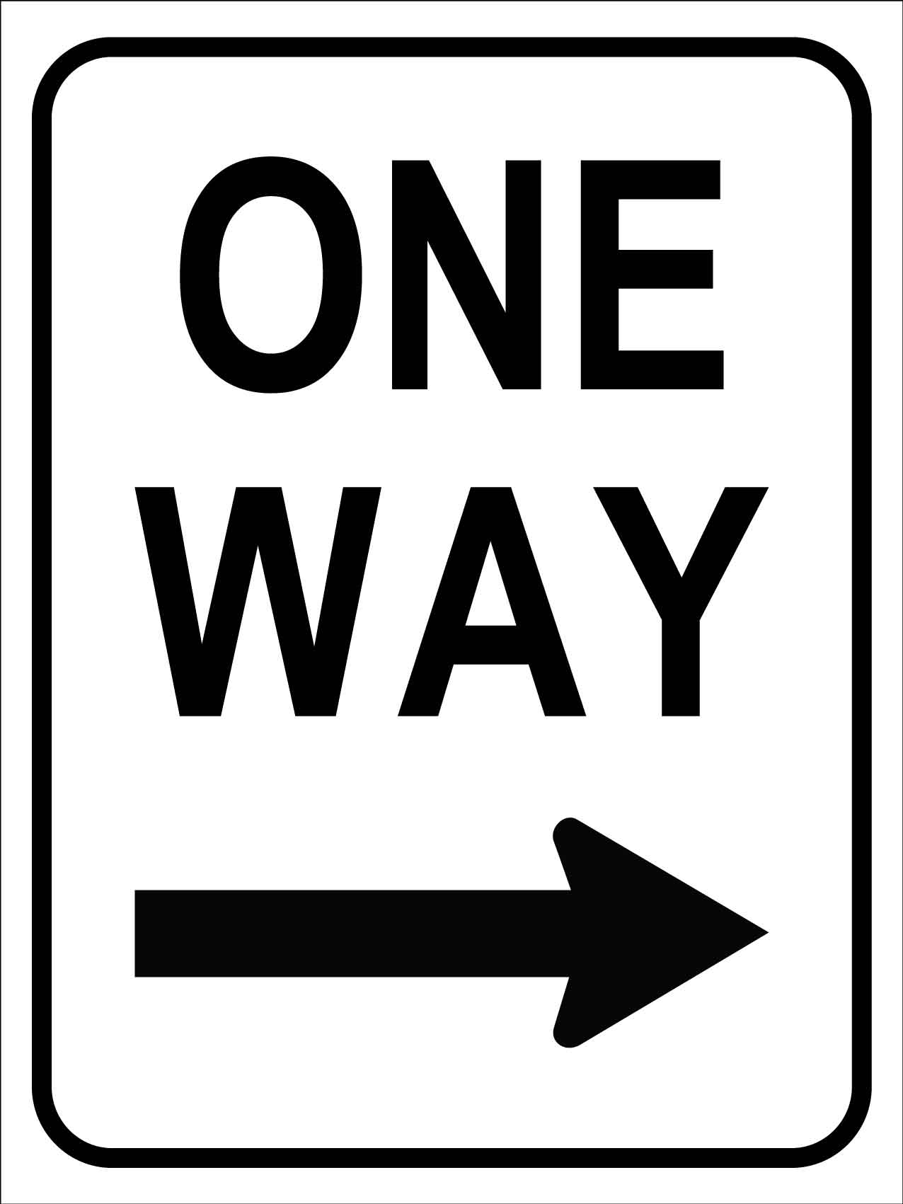 MB One Way Right Arrow Sign 450mm x 600mm