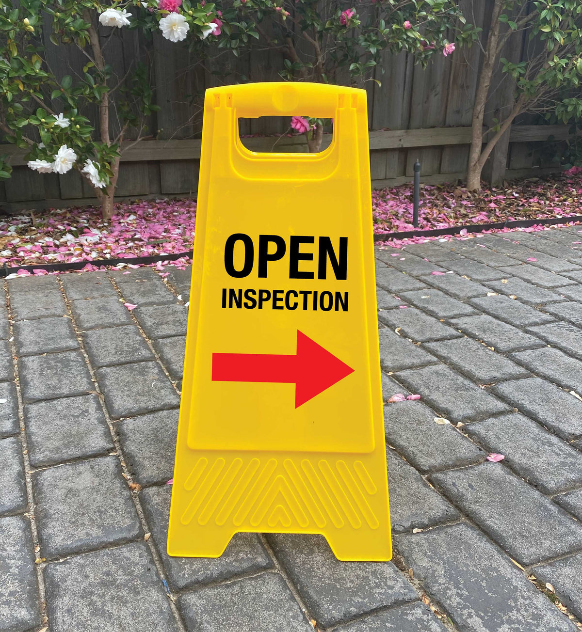 Open Inspection Post Yellow A-Frame - Open Inspection Right Arrow – New Signs
