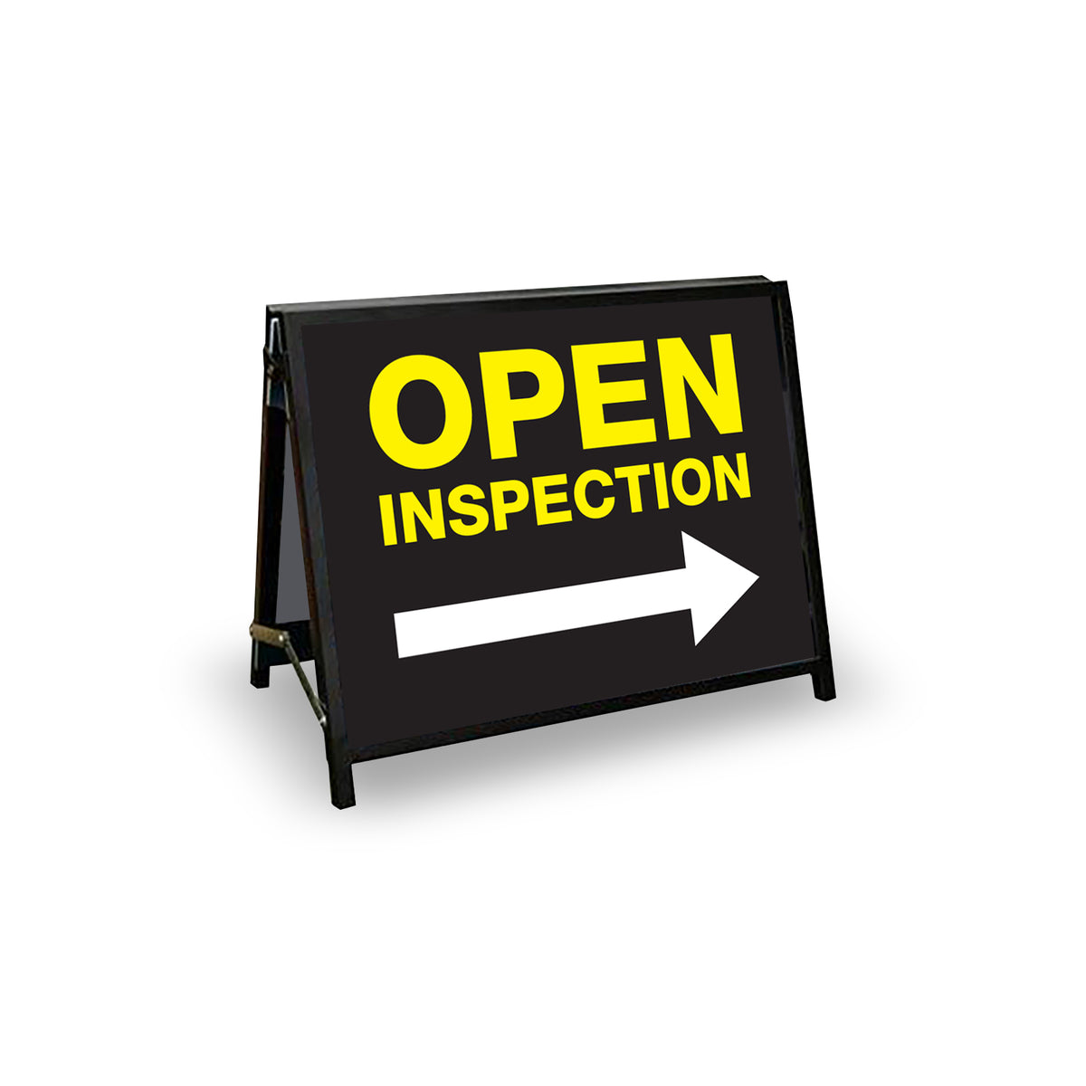 Building Inspection Sign A-Frame Landscape Black - Open Inspection Right Arrow Corflute Inserts ...