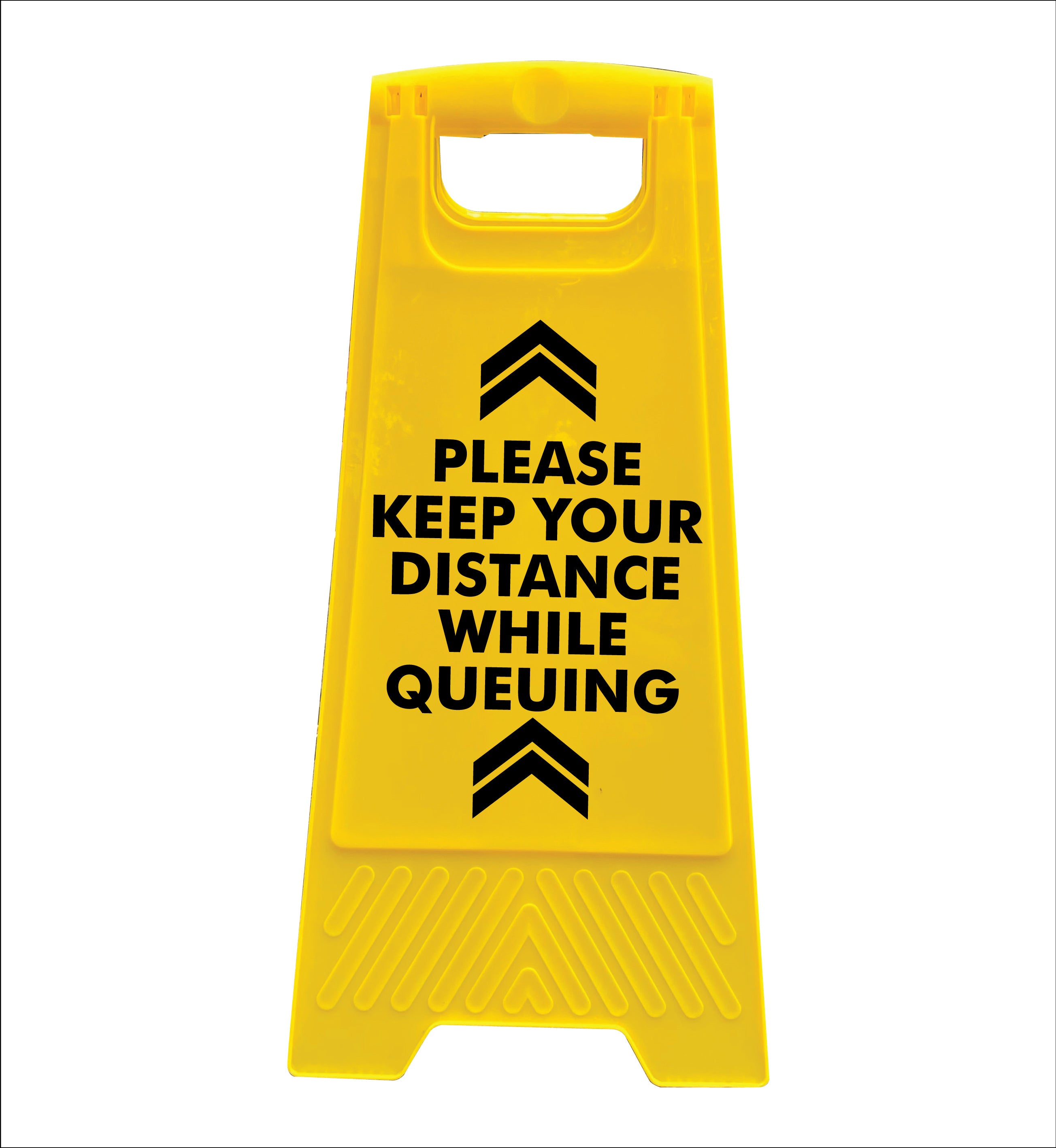 Yellow A-Frame - Please Keep Your Distance While Queuing – New Signs