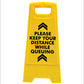 Yellow A-Frame - Please Keep Your Distance While Queuing