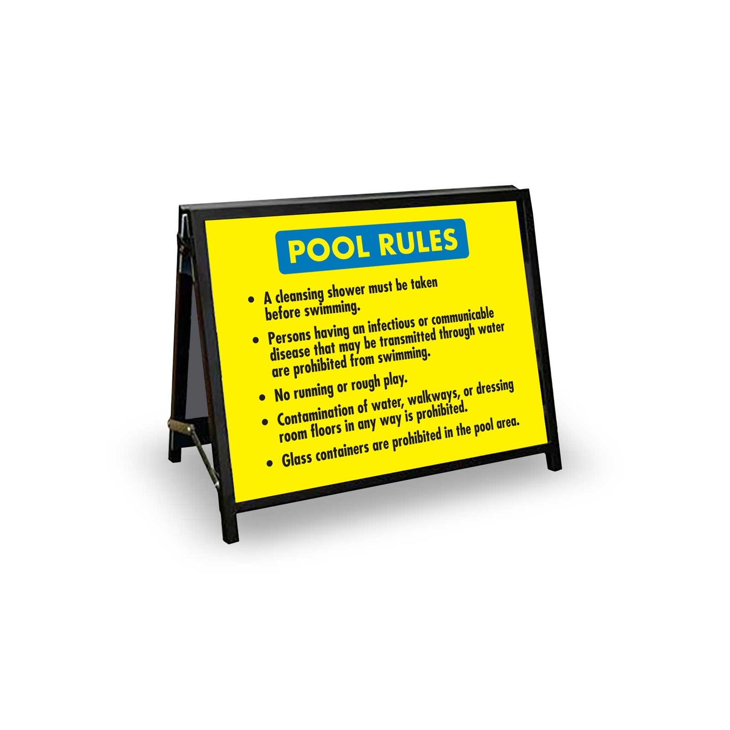 A-Frame Landscape Black - Pool Rules 3 Corflute Inserts