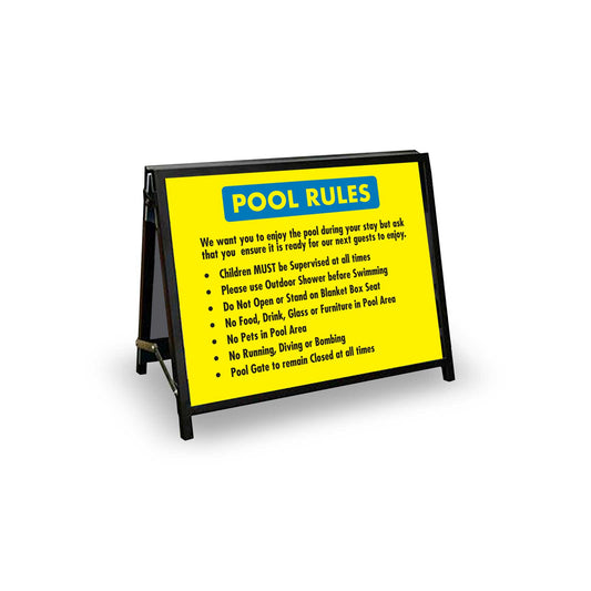 A-Frame Landscape Black - Pool Rules 4 Corflute Inserts