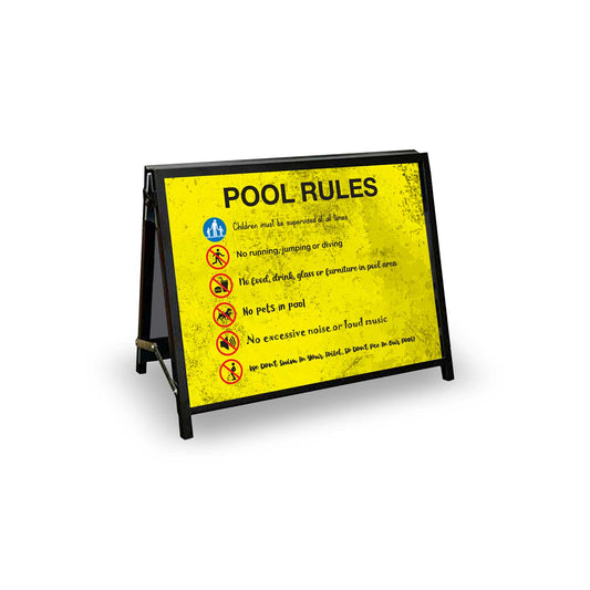 A-Frame Landscape Black - Pool Rules 7 Corflute Inserts