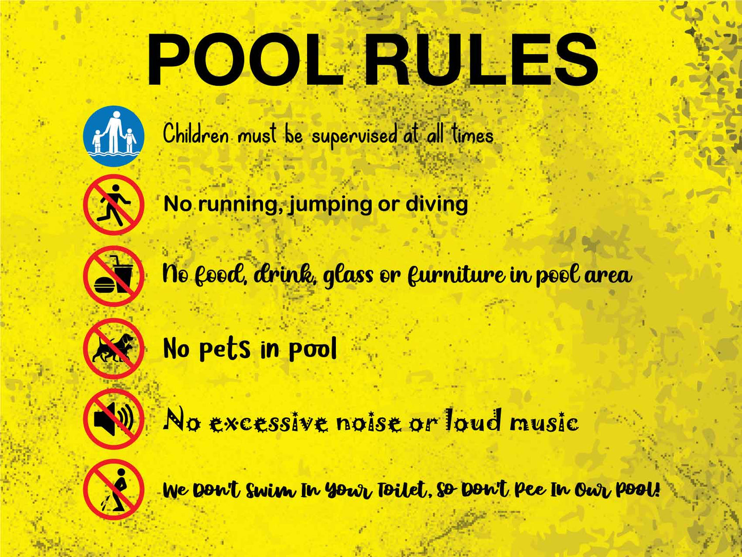 Pool Rules 7 Landscape Sign