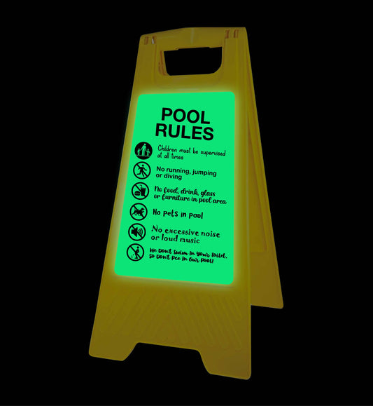 Glow In The Dark - Yellow A-Frame - Pool Rules 7