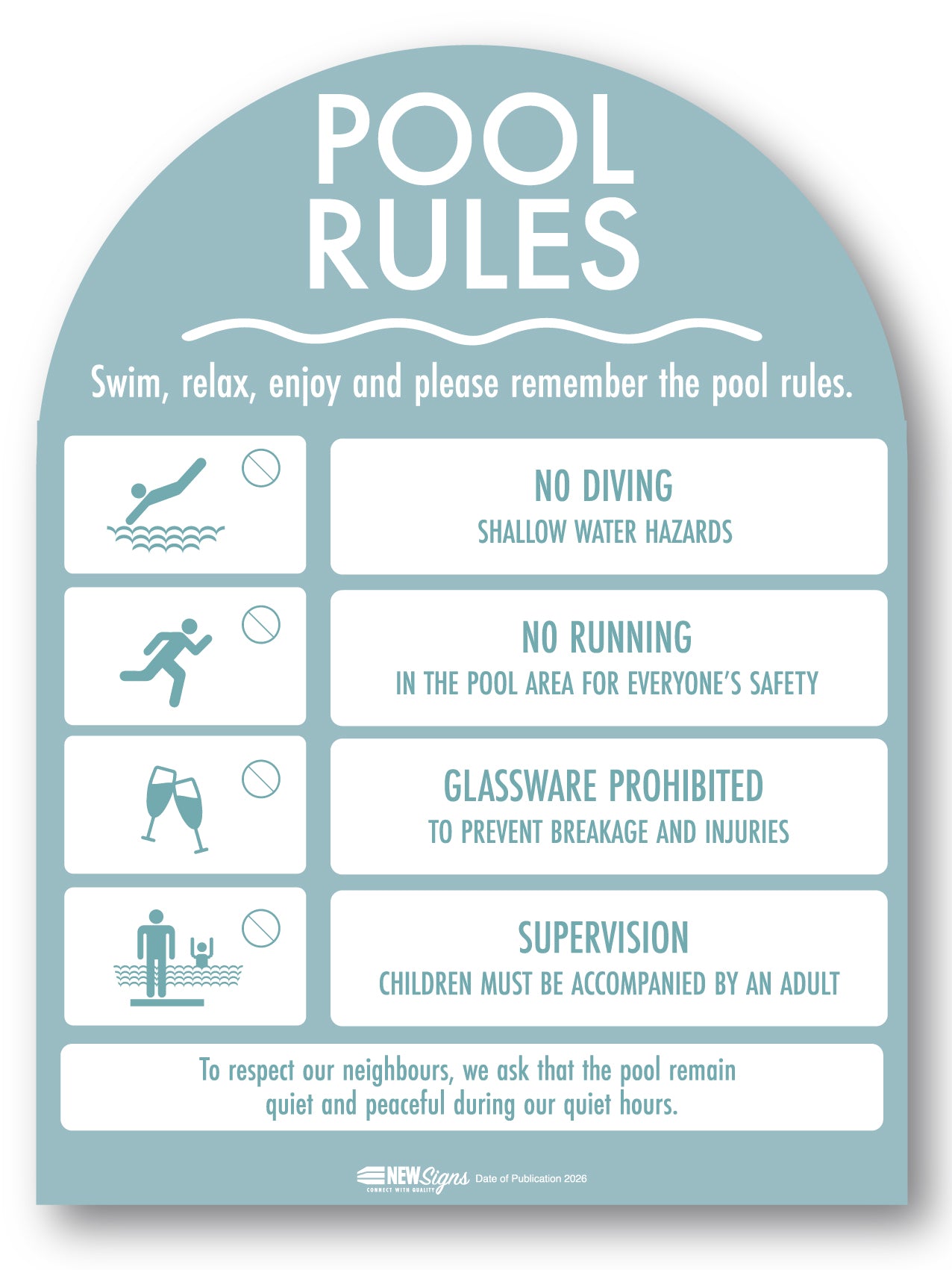 Pool Rules Sign Arch Aqua Background