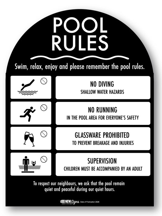 Pool Rules Sign Arch Black Background