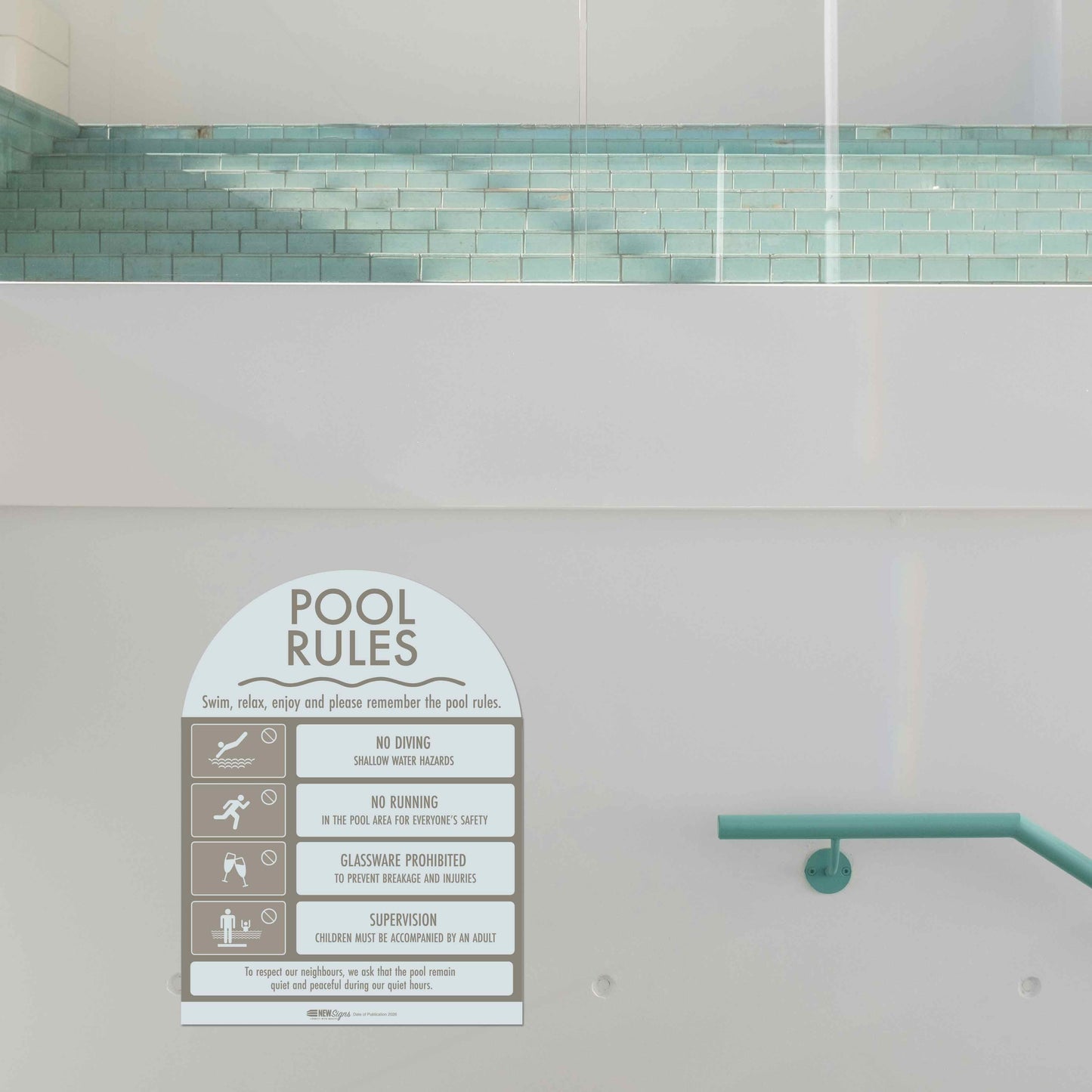 Pool Rules Sign Arch Fawn