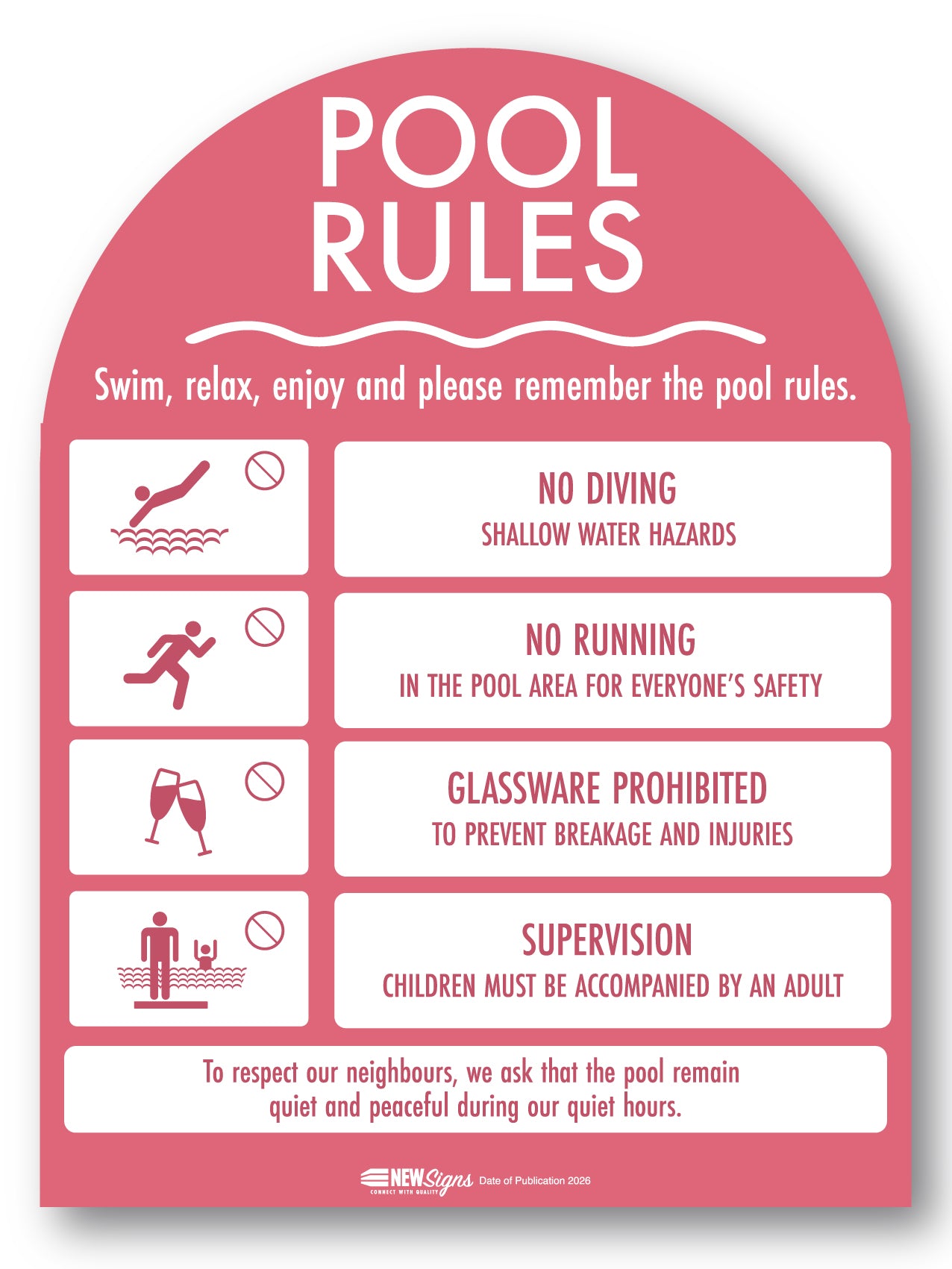 Pool Rules Sign Arch Rose Background