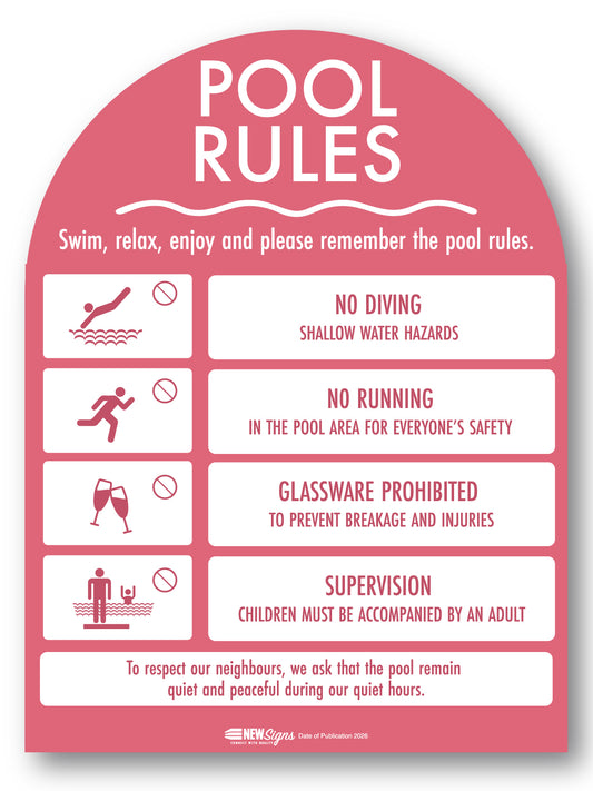 Pool Rules Sign Arch Rose Background