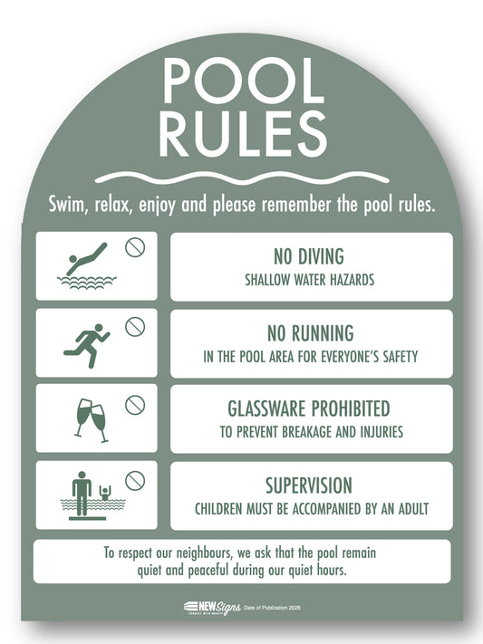 Pool Rules Sign Arch Sage Background