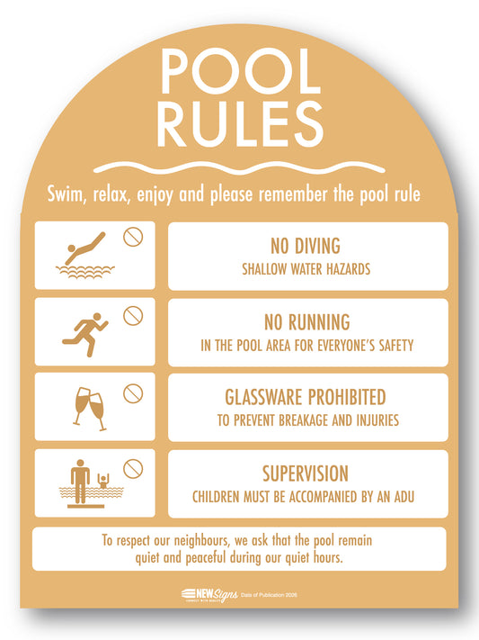 Pool Rules Sign Arch Sand Background