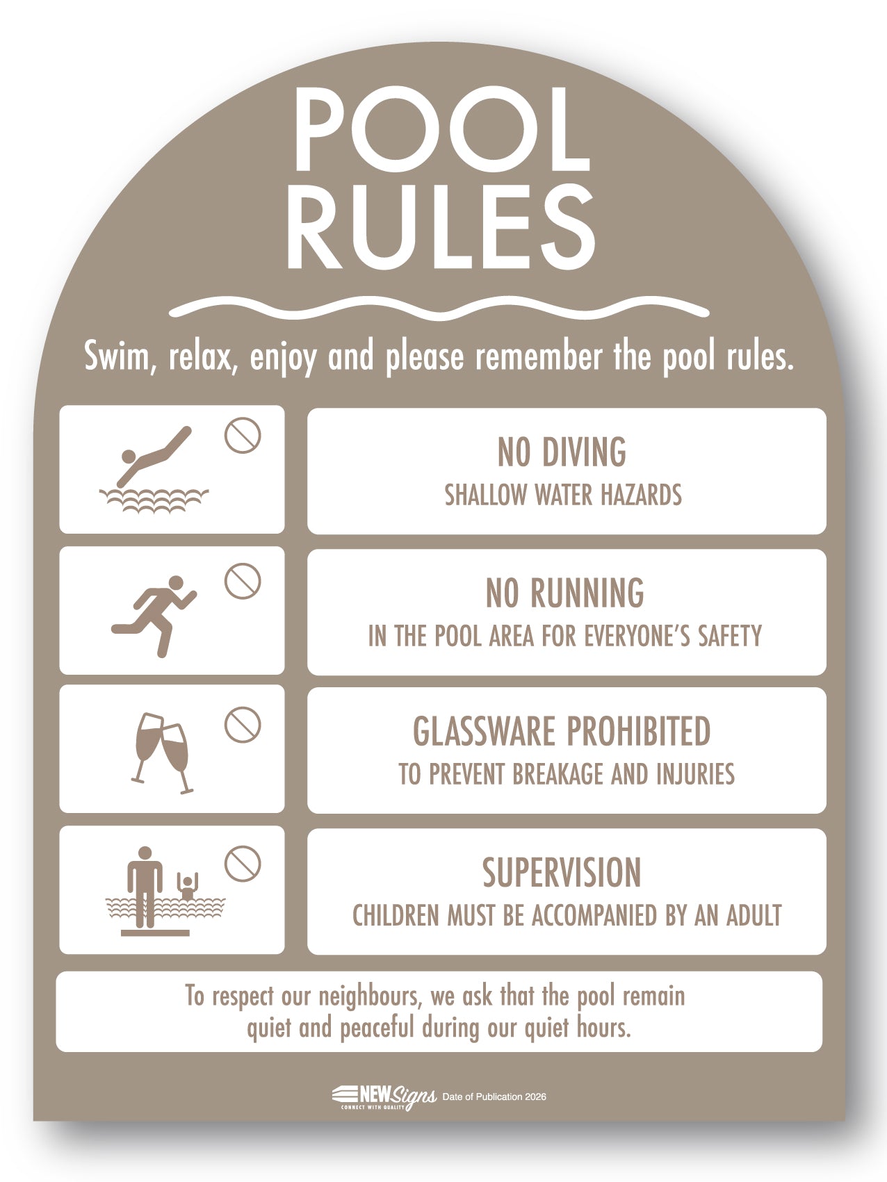 Pool Rules Sign Arch Timber Background