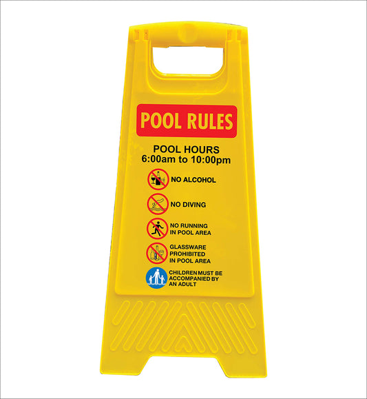 Yellow A-Frame - Pool Rules 1 Pool Hours 6am-10pm