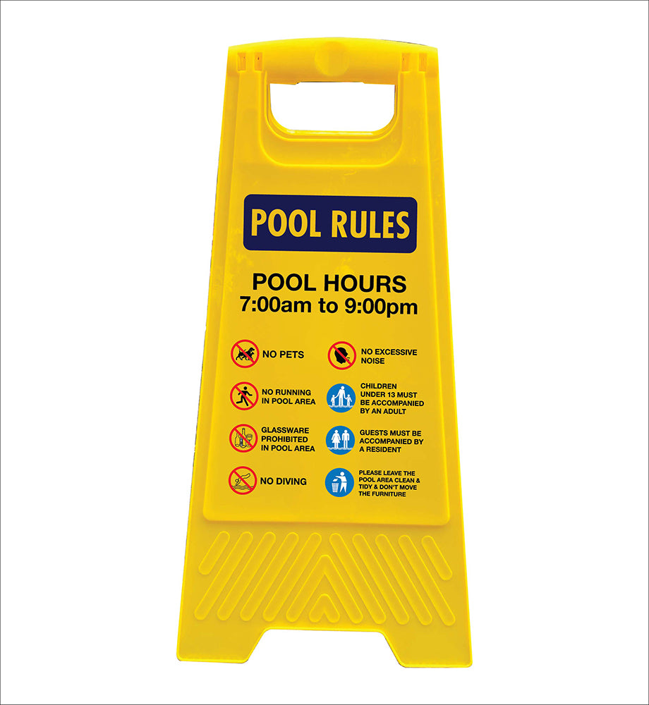 Yellow A-Frame - Pool Rules 1 Pool Hours 7am-9pm