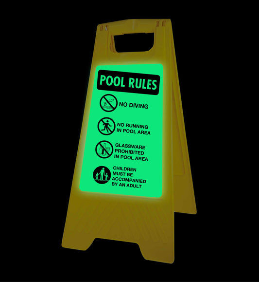 Glow In The Dark - Yellow A-Frame - Pool Rules 1