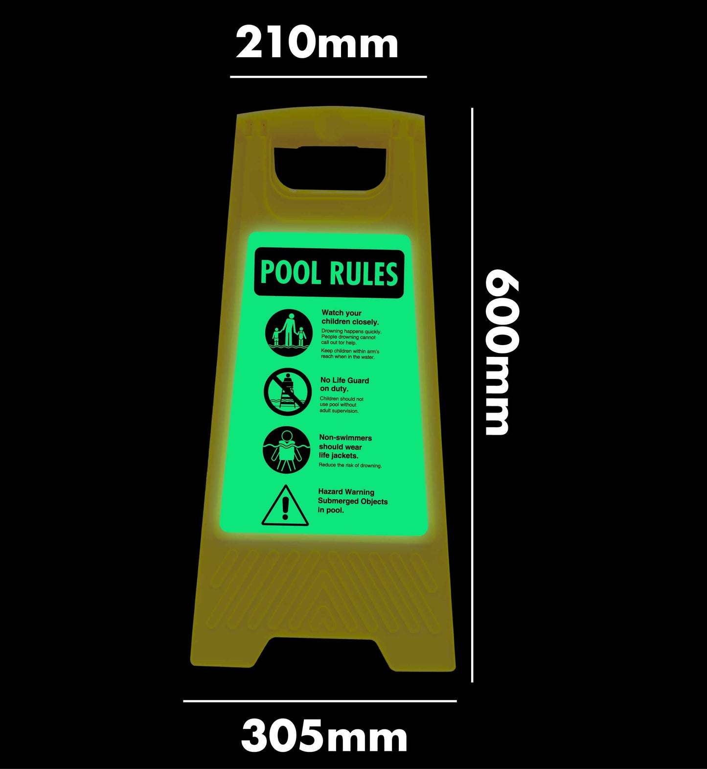 Glow In The Dark - Yellow A-Frame - Pool Rules 2
