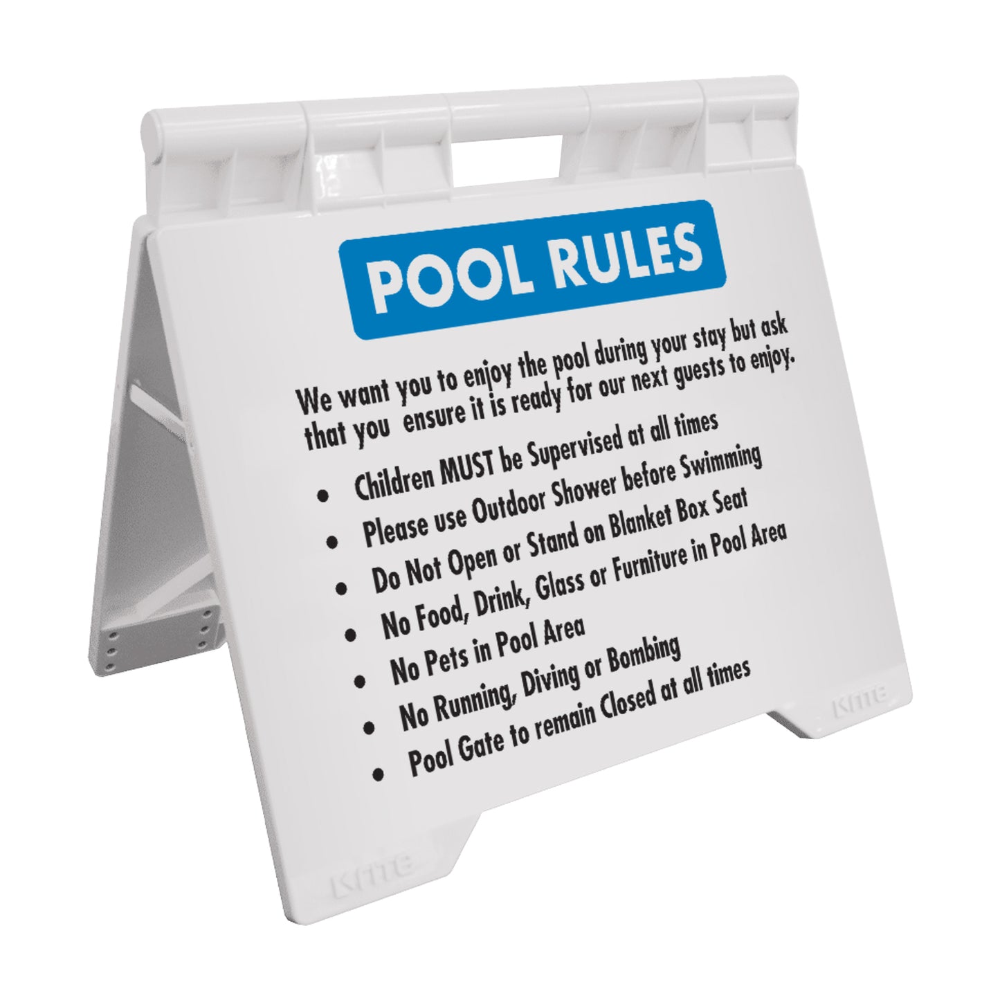 Pool Rules 4 - Evarite A-Frame Sign